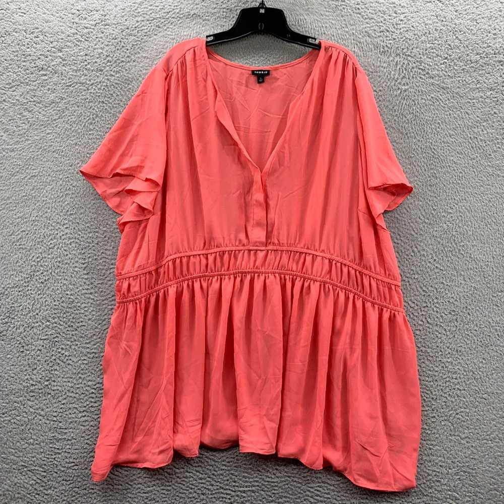 Torrid Peach Sheer Short Sleeve Top for Women in … - image 1