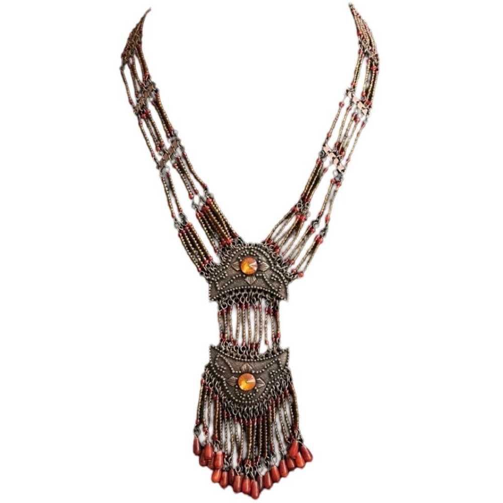 Brand Vintage Exotic Peruvian Red & Orange Beaded… - image 1