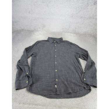 Marine Layer Cotton Plaid Button Up Shirt in Gray… - image 1