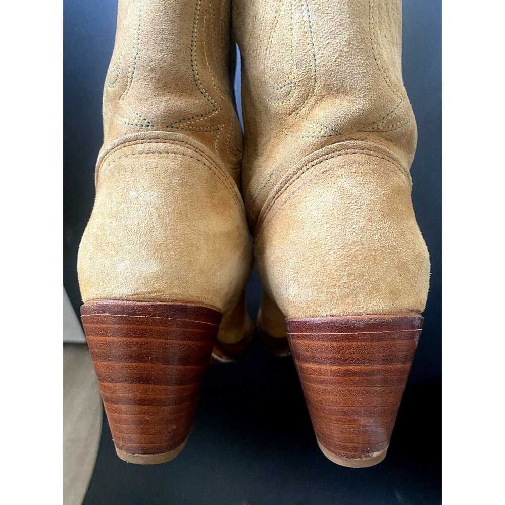 Vintage ACME Cowboy Boots Suede Flower Tan Rockab… - image 11