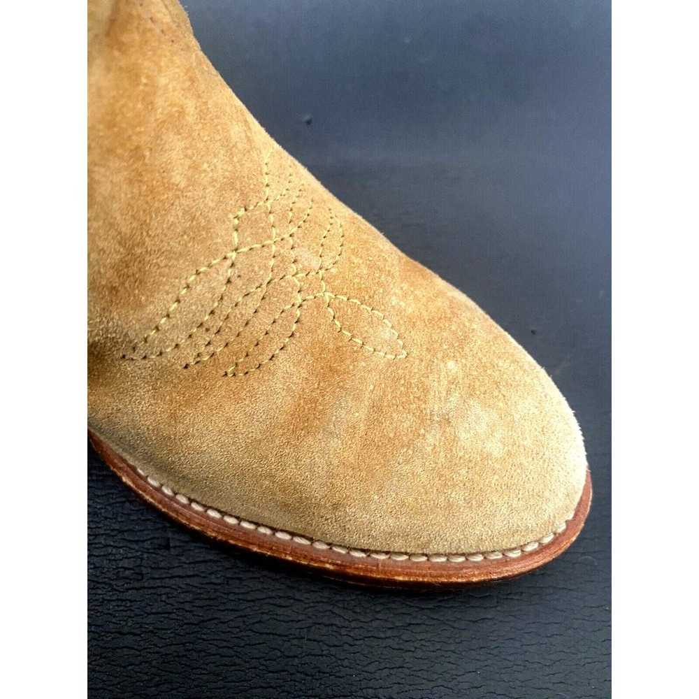 Vintage ACME Cowboy Boots Suede Flower Tan Rockab… - image 6