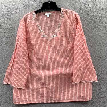 Vintage Elegant Striped Sheer Blouse for Women in… - image 1