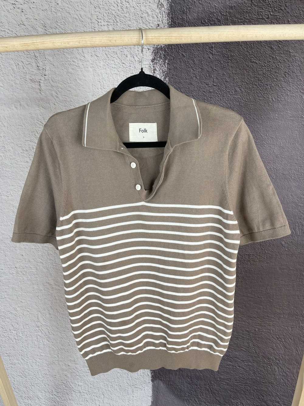 Folk × Streetwear Folk beige striped polo tee shi… - image 10