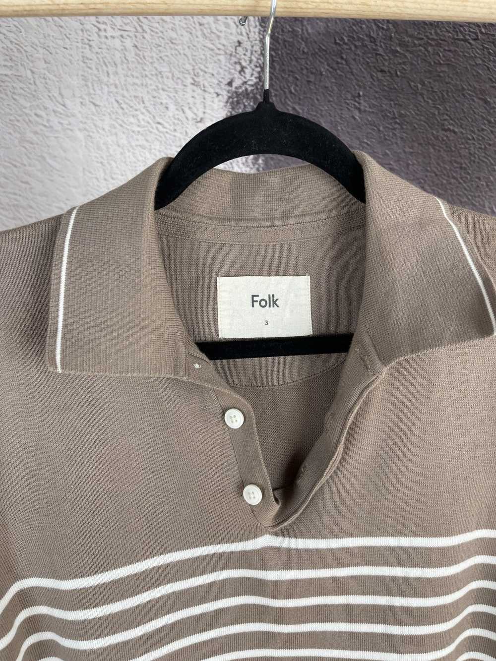 Folk × Streetwear Folk beige striped polo tee shi… - image 11