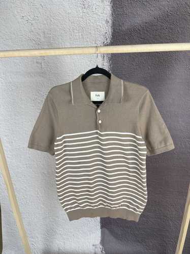 Folk × Streetwear Folk beige striped polo tee shi… - image 1