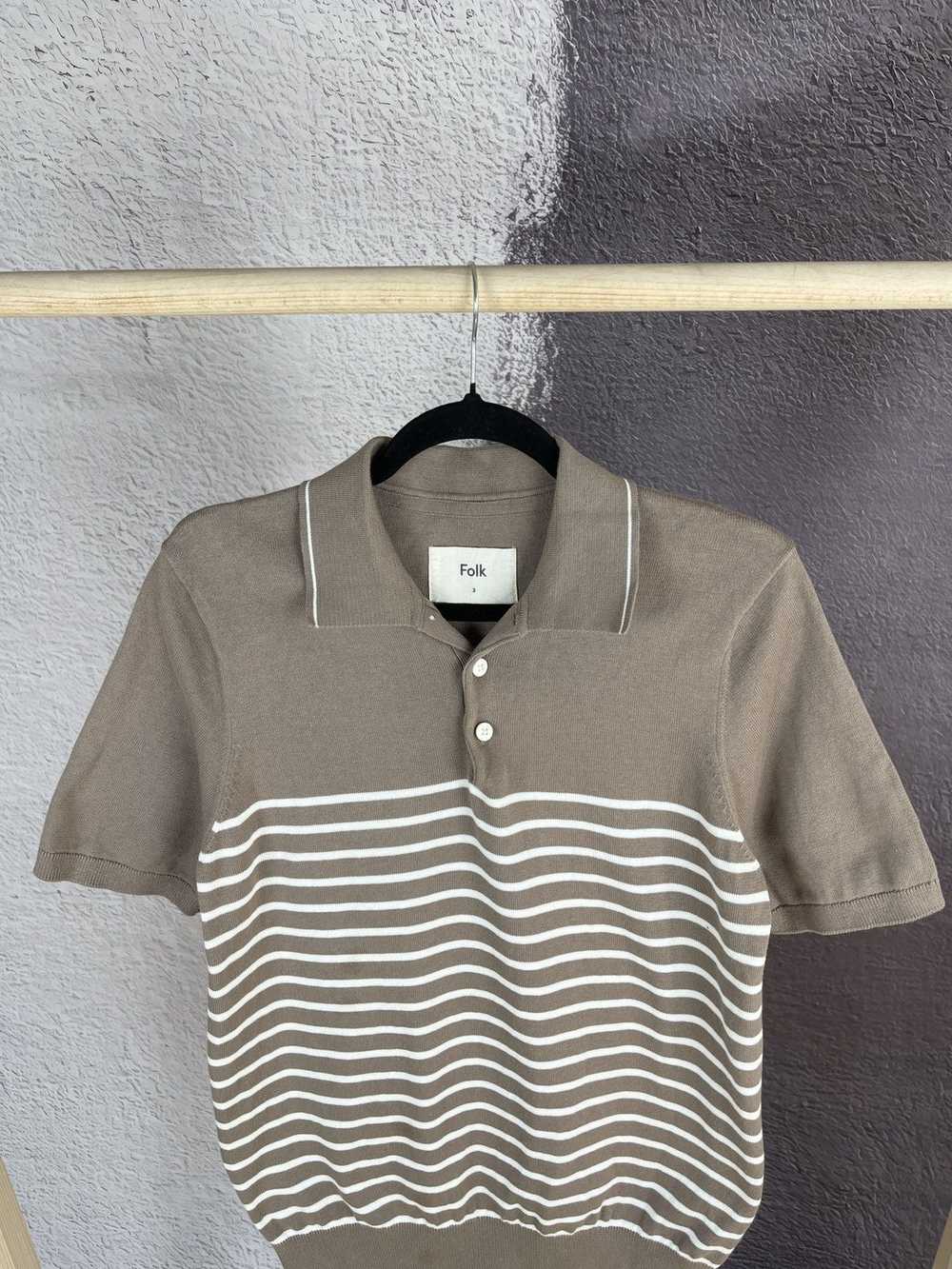 Folk × Streetwear Folk beige striped polo tee shi… - image 3