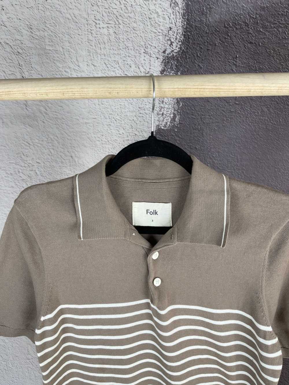 Folk × Streetwear Folk beige striped polo tee shi… - image 5