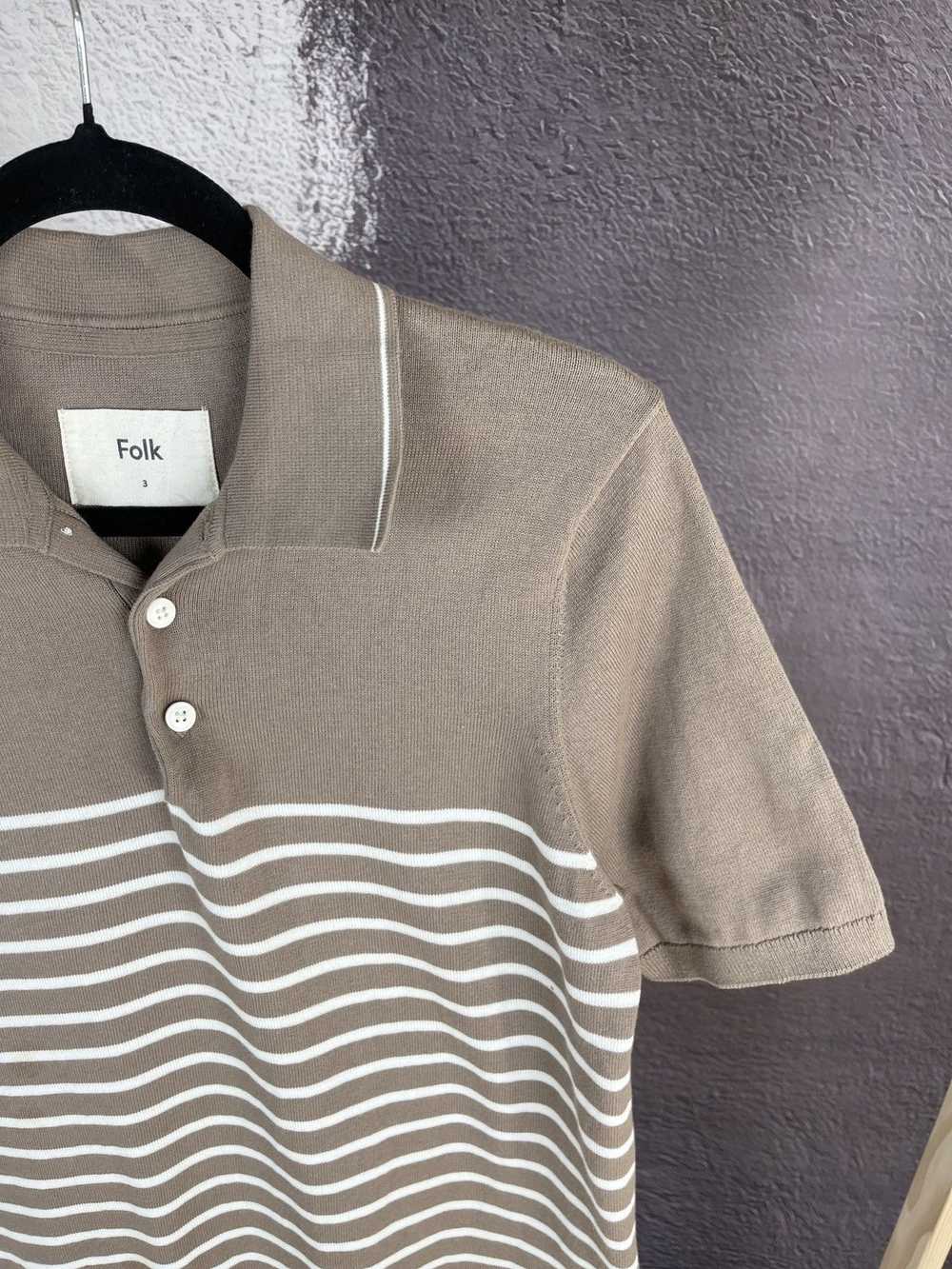 Folk × Streetwear Folk beige striped polo tee shi… - image 7