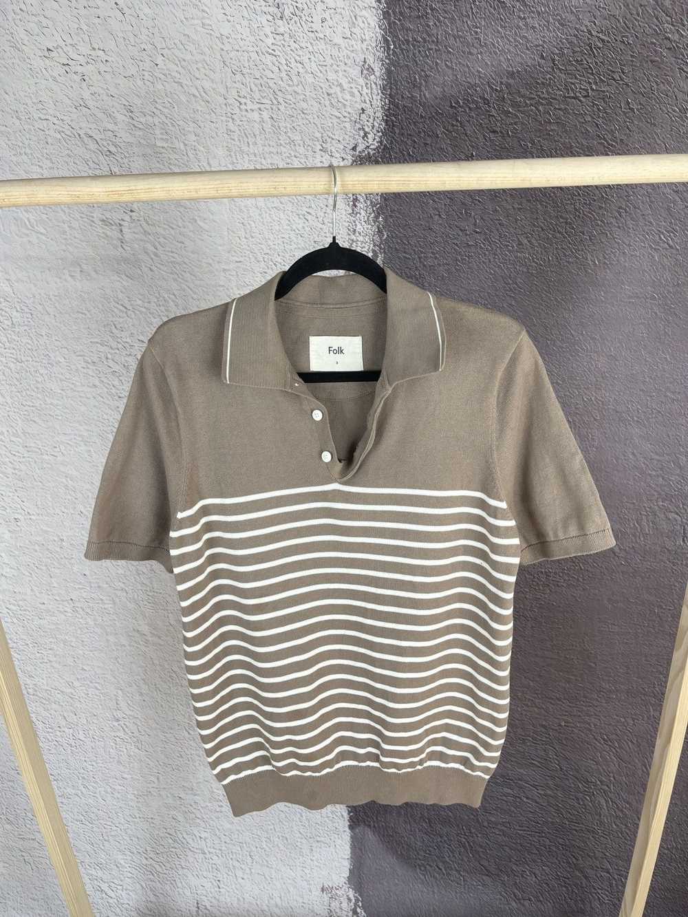 Folk × Streetwear Folk beige striped polo tee shi… - image 9