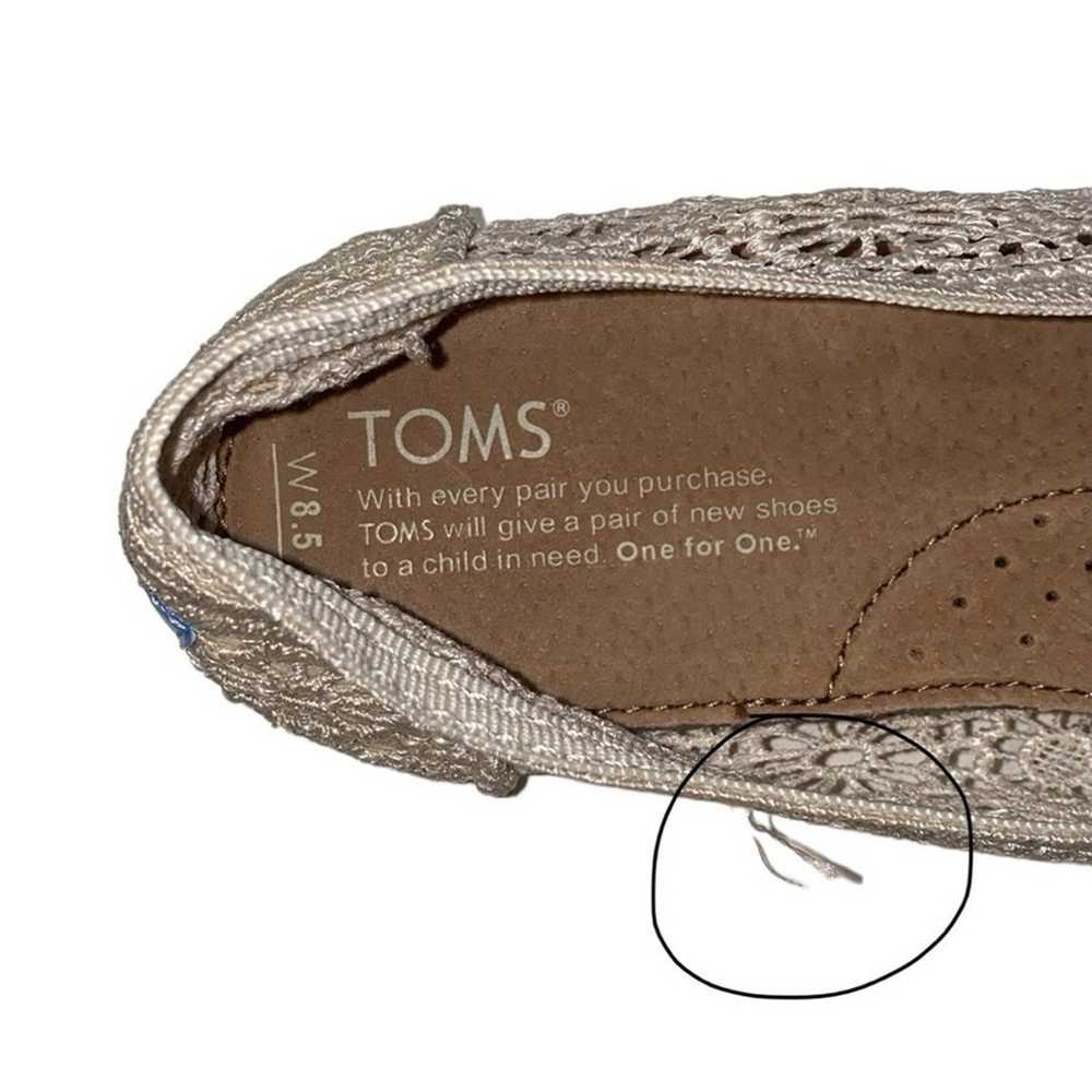 TOMS Cream Floral Eyelet Slip-On Flats, Size 8.5 - image 10