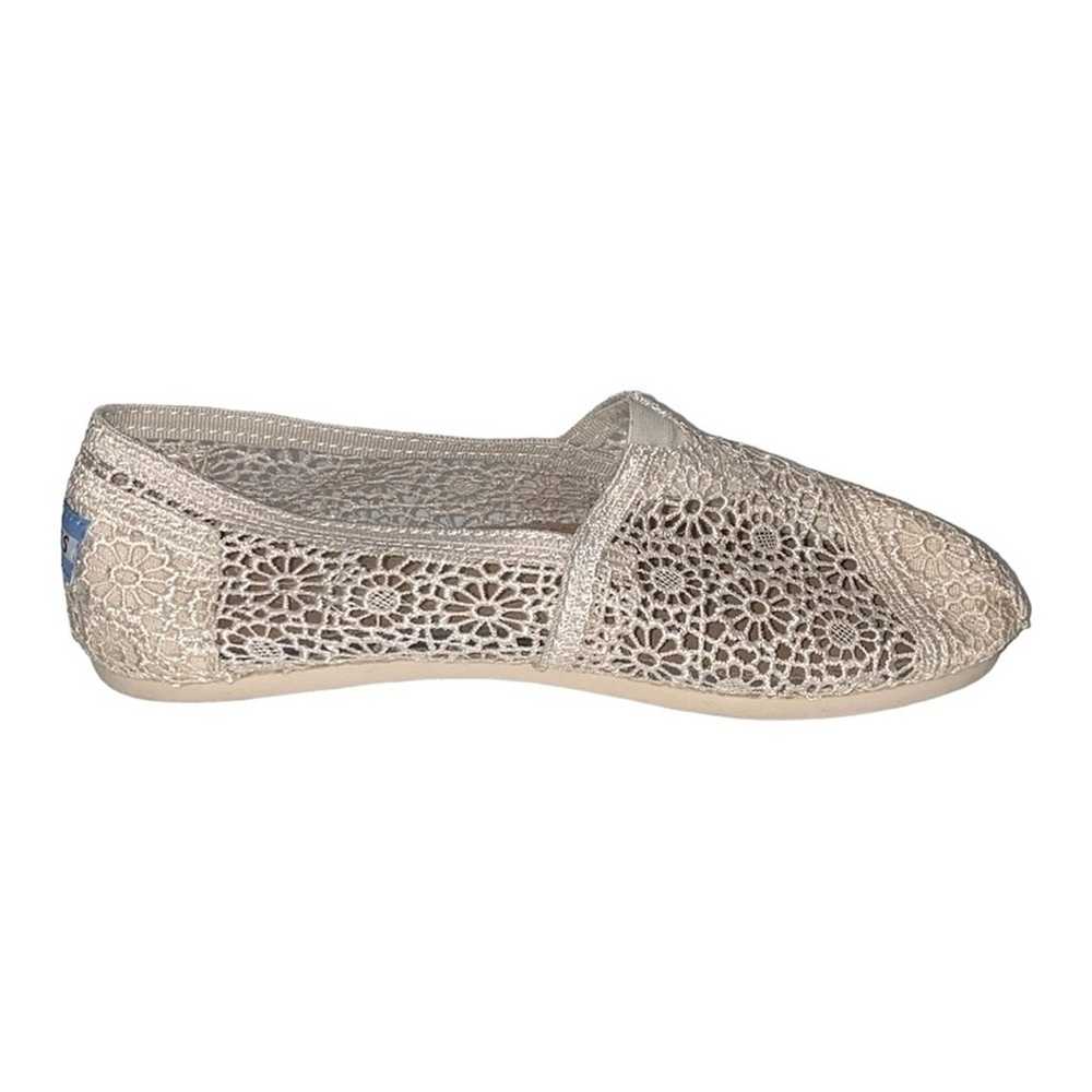 TOMS Cream Floral Eyelet Slip-On Flats, Size 8.5 - image 4