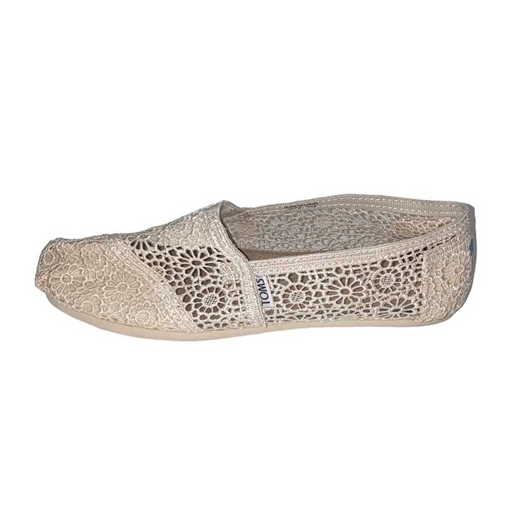 TOMS Cream Floral Eyelet Slip-On Flats, Size 8.5 - image 5