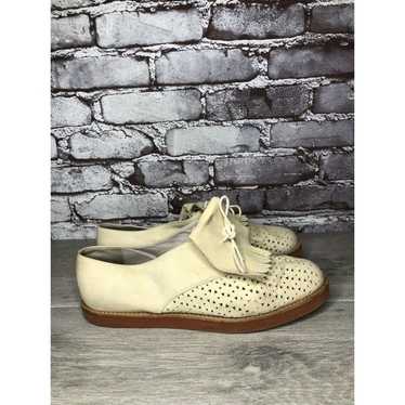 DKNY Beige Nubuck Leather Kiltie Perforated Lace … - image 1