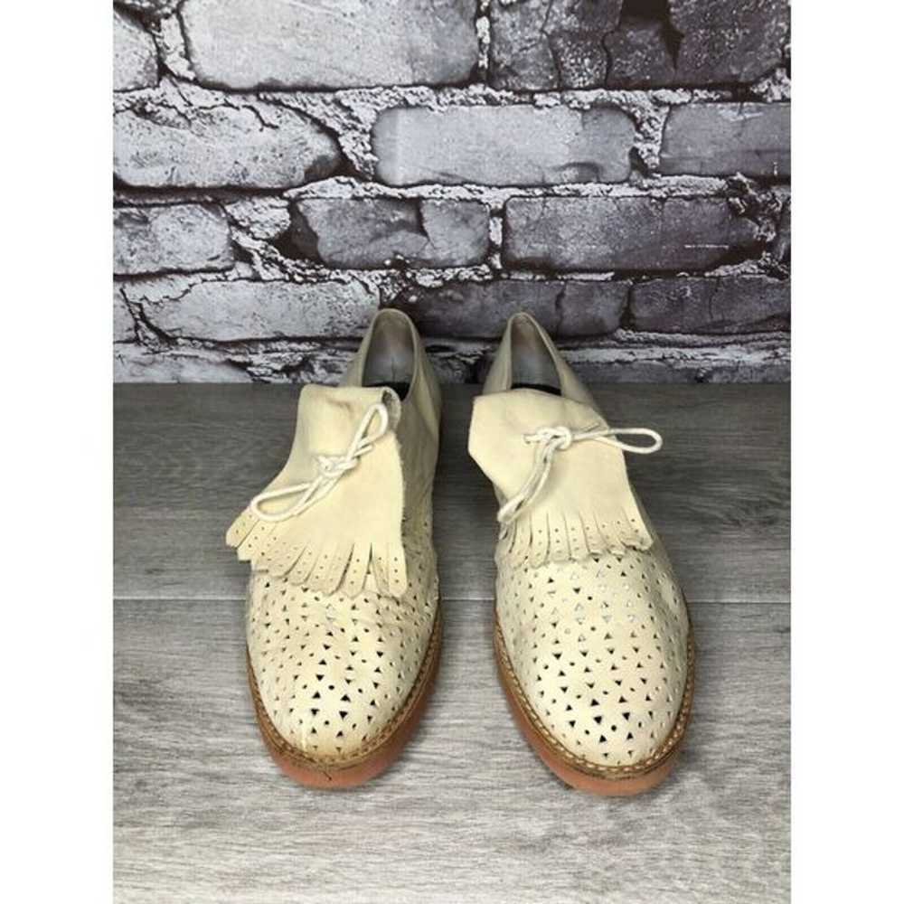 DKNY Beige Nubuck Leather Kiltie Perforated Lace … - image 2