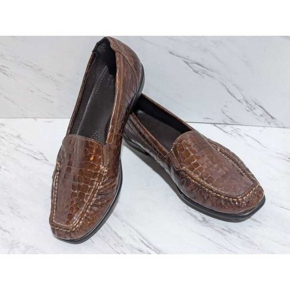 SAS Women's Brown Croc Pattern Slip-On Square Toe… - image 1