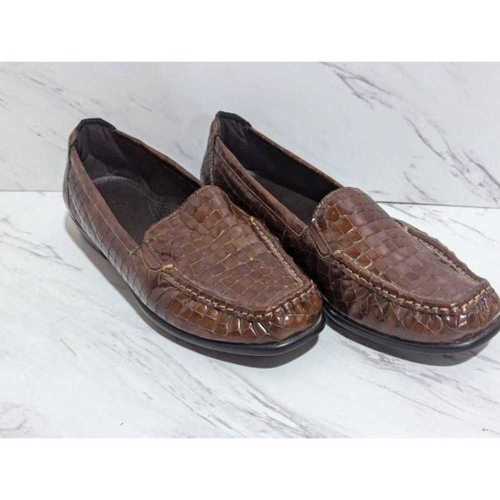 SAS Women's Brown Croc Pattern Slip-On Square Toe… - image 5