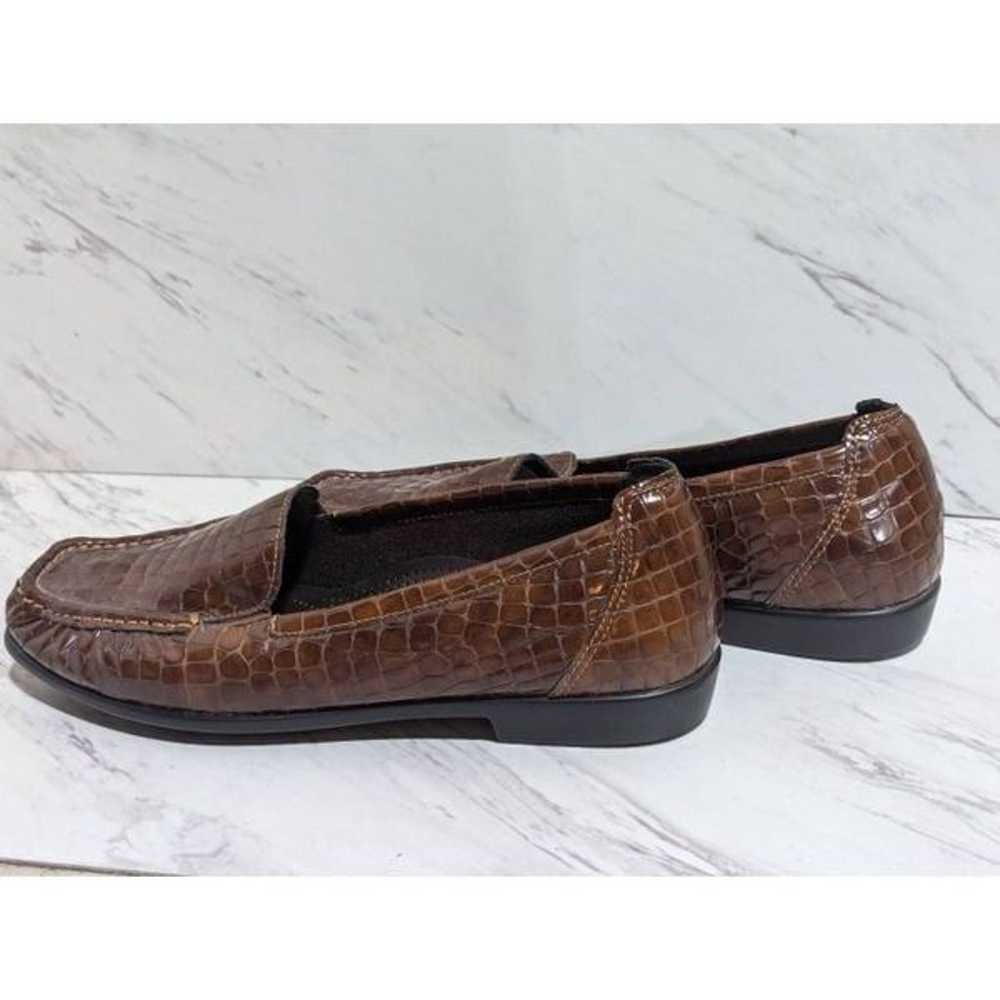 SAS Women's Brown Croc Pattern Slip-On Square Toe… - image 6