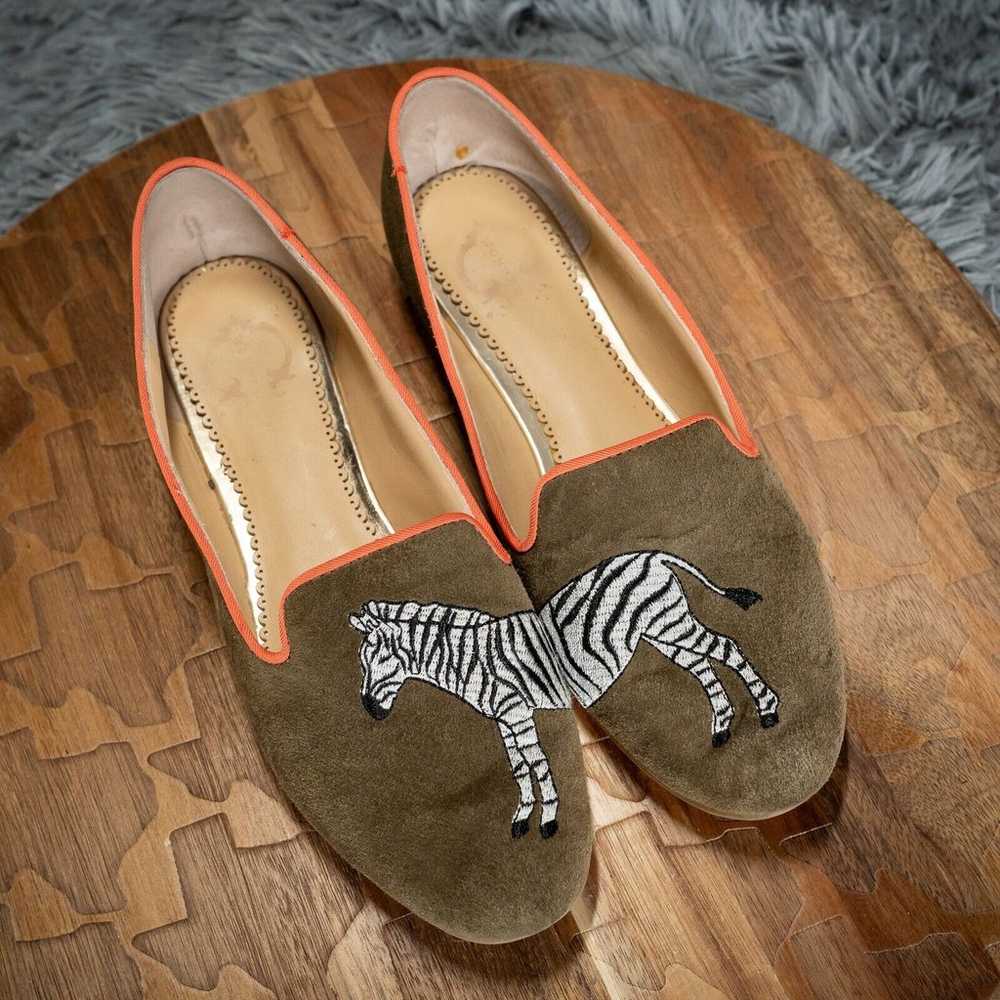 C. Wonder Embroidered Zebra Cushioned Suede Slip … - image 1