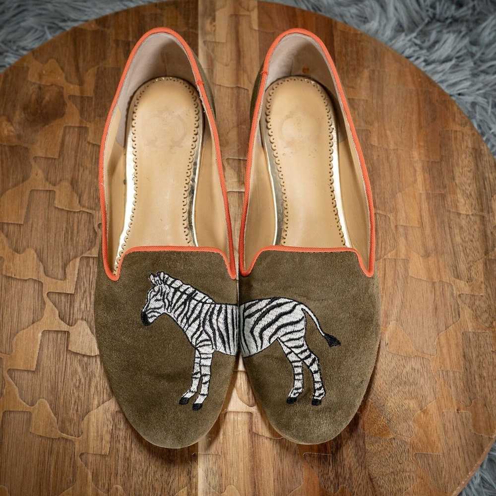 C. Wonder Embroidered Zebra Cushioned Suede Slip … - image 2