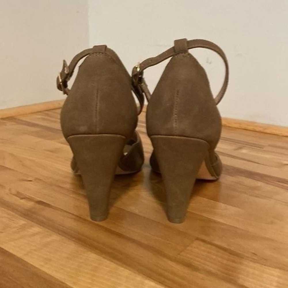 Restricted Taupe Faux Suede Dora Style Peeptoe Ch… - image 5