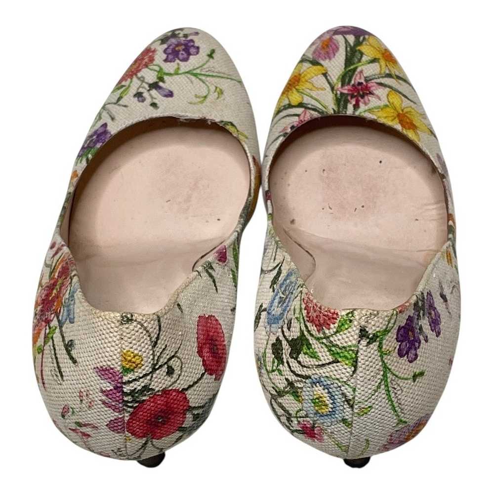 Gucci Vintage Floral Canvas Round Toe Wood Heel P… - image 5