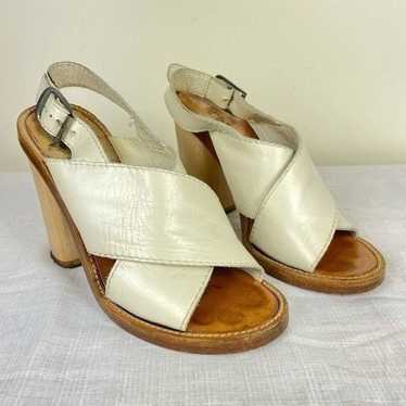 Chloe Vintage Wood Wedge Sandal 8 - image 1