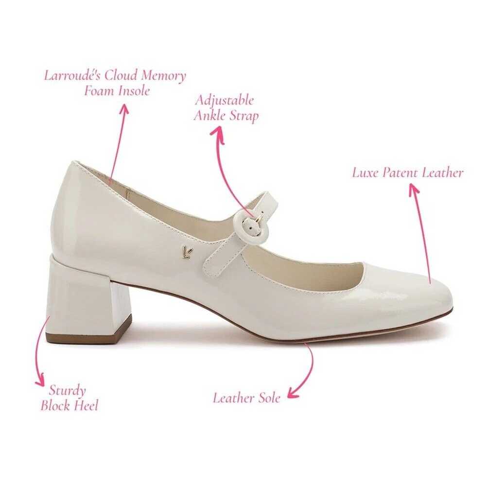 LARROUDÉ Blair Block Pump In Ivory Patent Size 9.5 - image 12