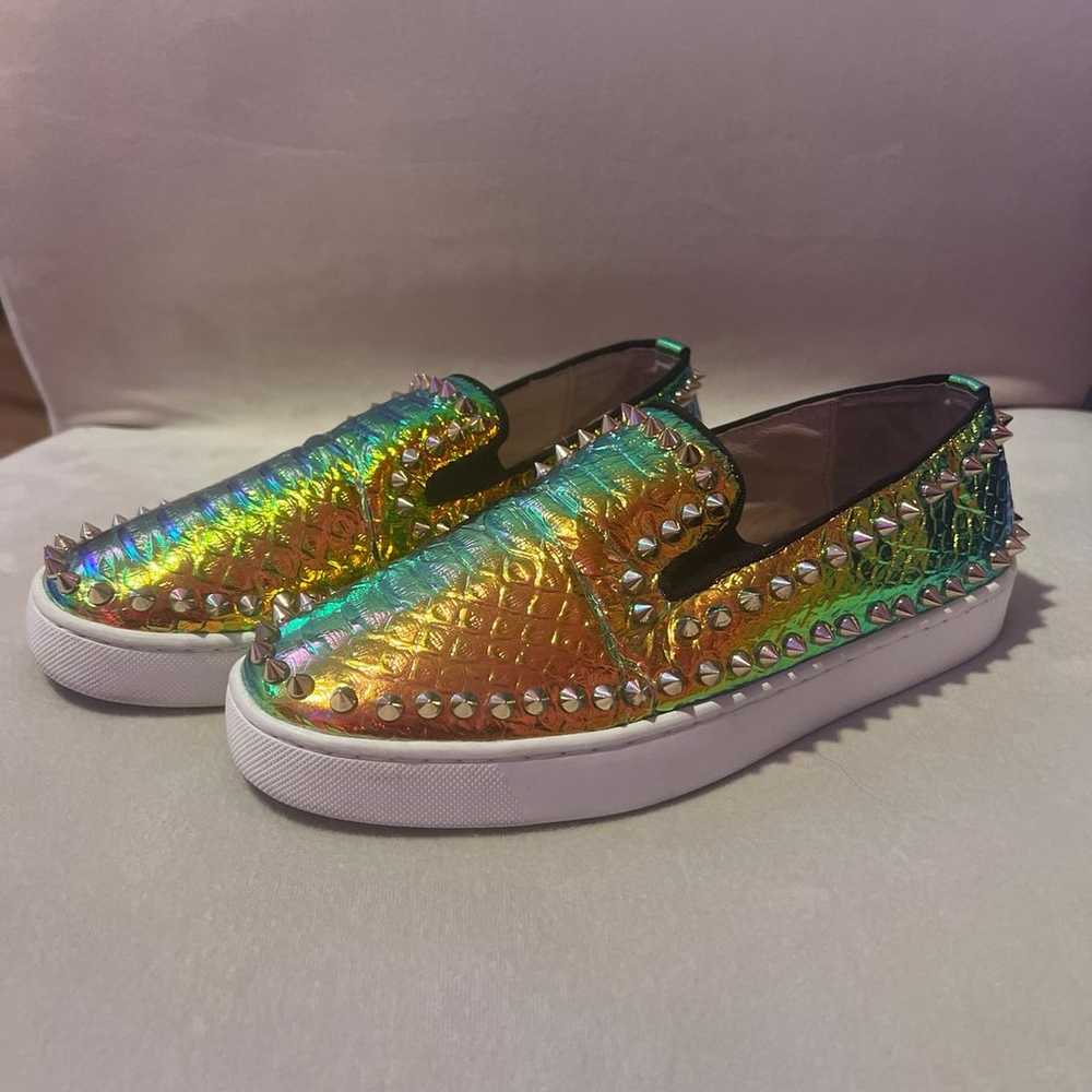 Christian Louboutin Pik Boat Flat Metallic Snake - image 2