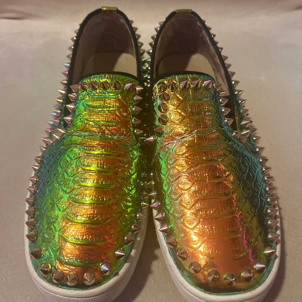 Christian Louboutin Pik Boat Flat Metallic Snake - image 3