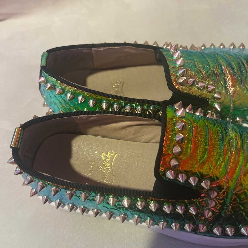 Christian Louboutin Pik Boat Flat Metallic Snake - image 5