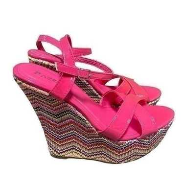 Pazzle Pink Multi Wedge Sandal Size 8 NWOT - image 1