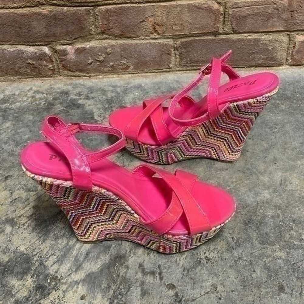 Pazzle Pink Multi Wedge Sandal Size 8 NWOT - image 5