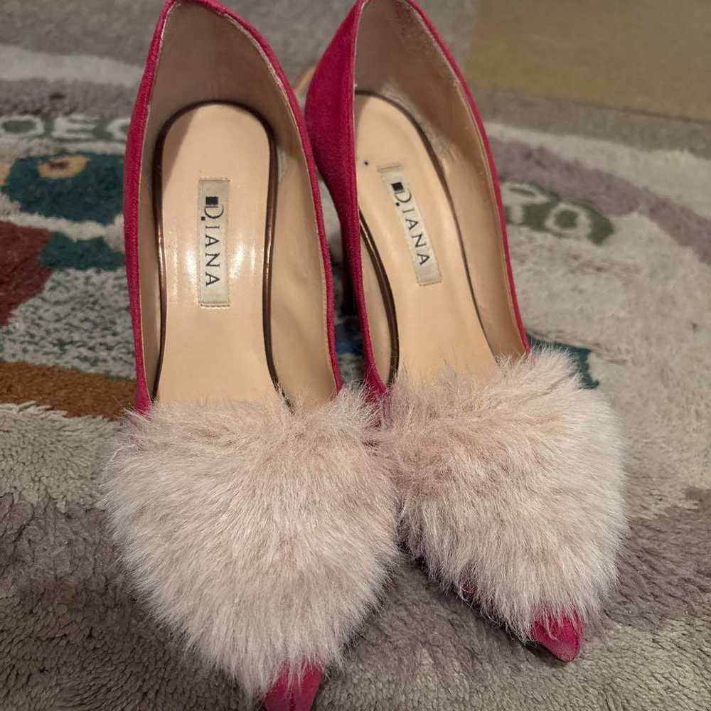 DIANA Magenta Color Suede Pumps with Fur, Size 23… - image 1