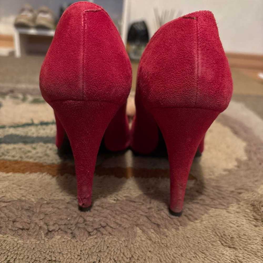 DIANA Magenta Color Suede Pumps with Fur, Size 23… - image 3