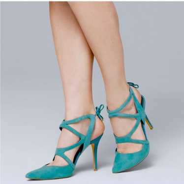 White House Black Market Turquoise Suede Marlow H… - image 1