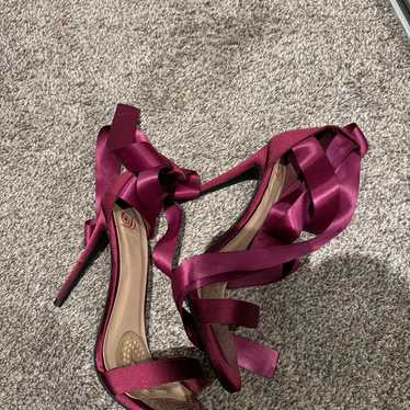 Tie up satin heels