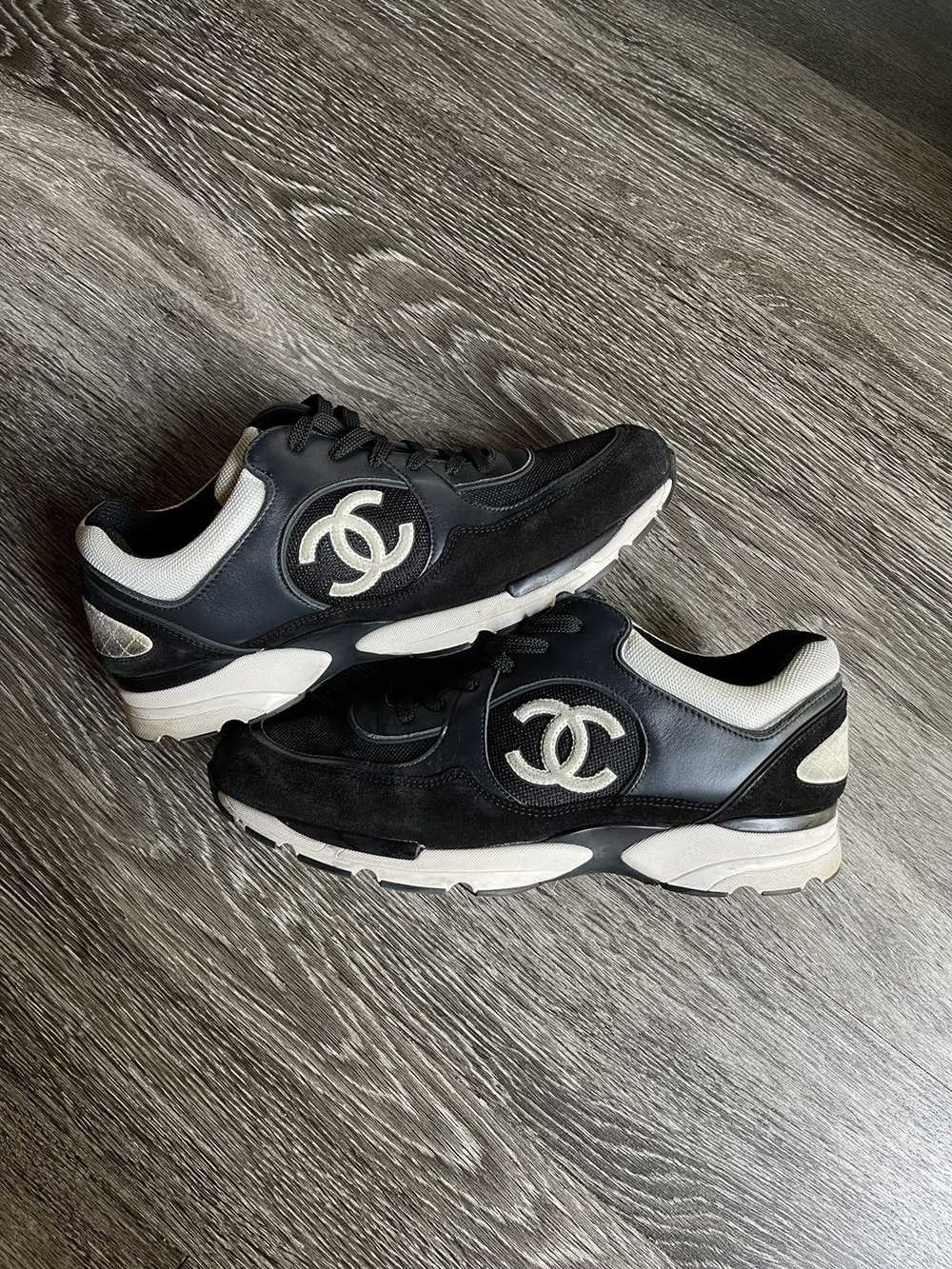 Chanel Chanel CC Trainer Sneaker Shoe Black White - image 1