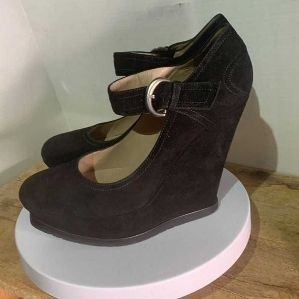 Pura lopez black suede platform wedge Mary Jane b… - image 8