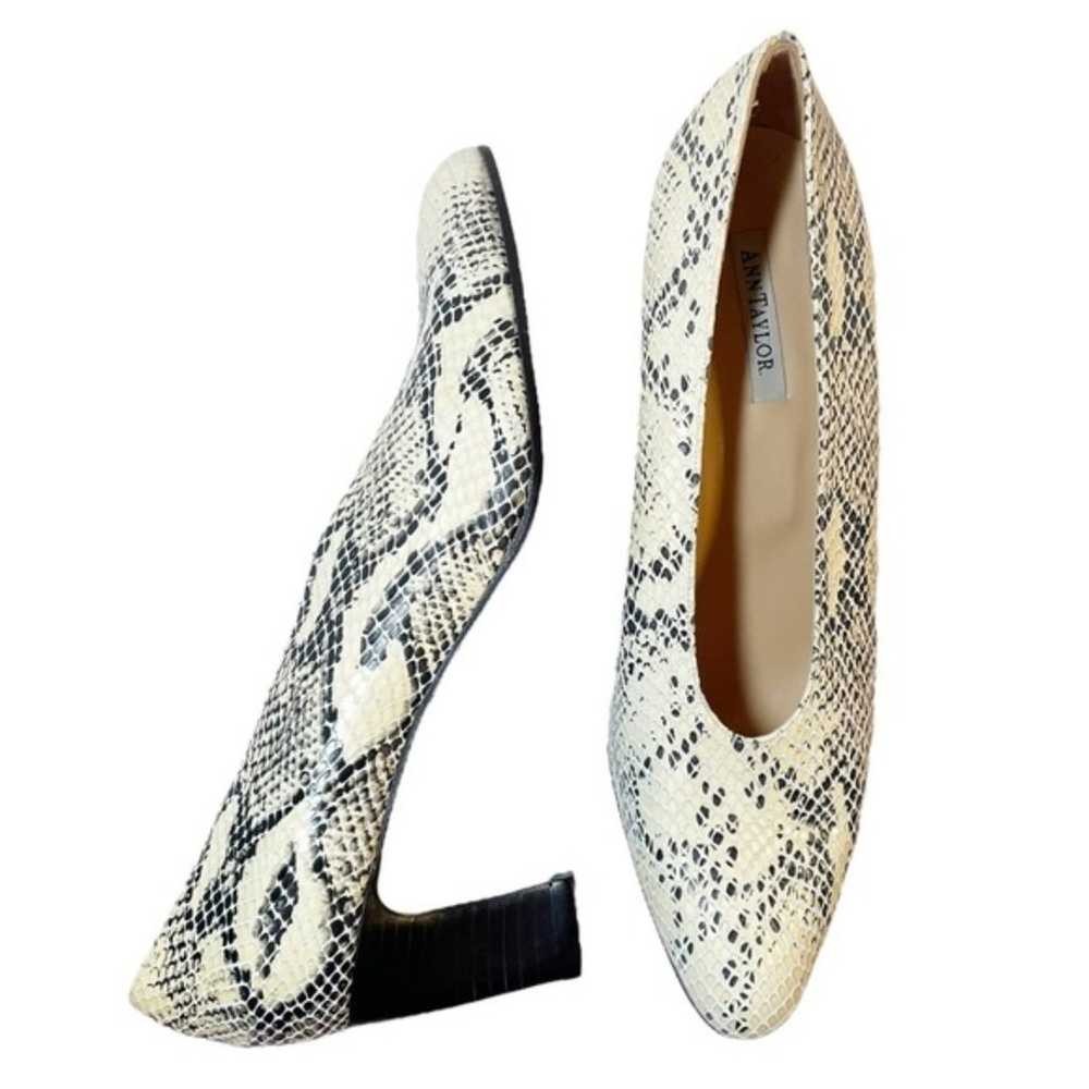 Ann Taylor Heels Leather Snakeskin Print Retro Al… - image 2