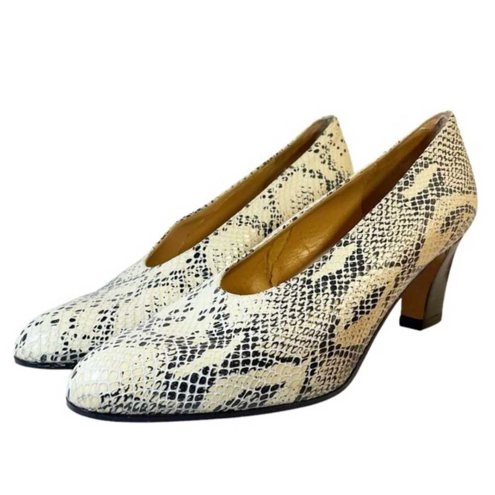 Ann Taylor Heels Leather Snakeskin Print Retro Al… - image 6