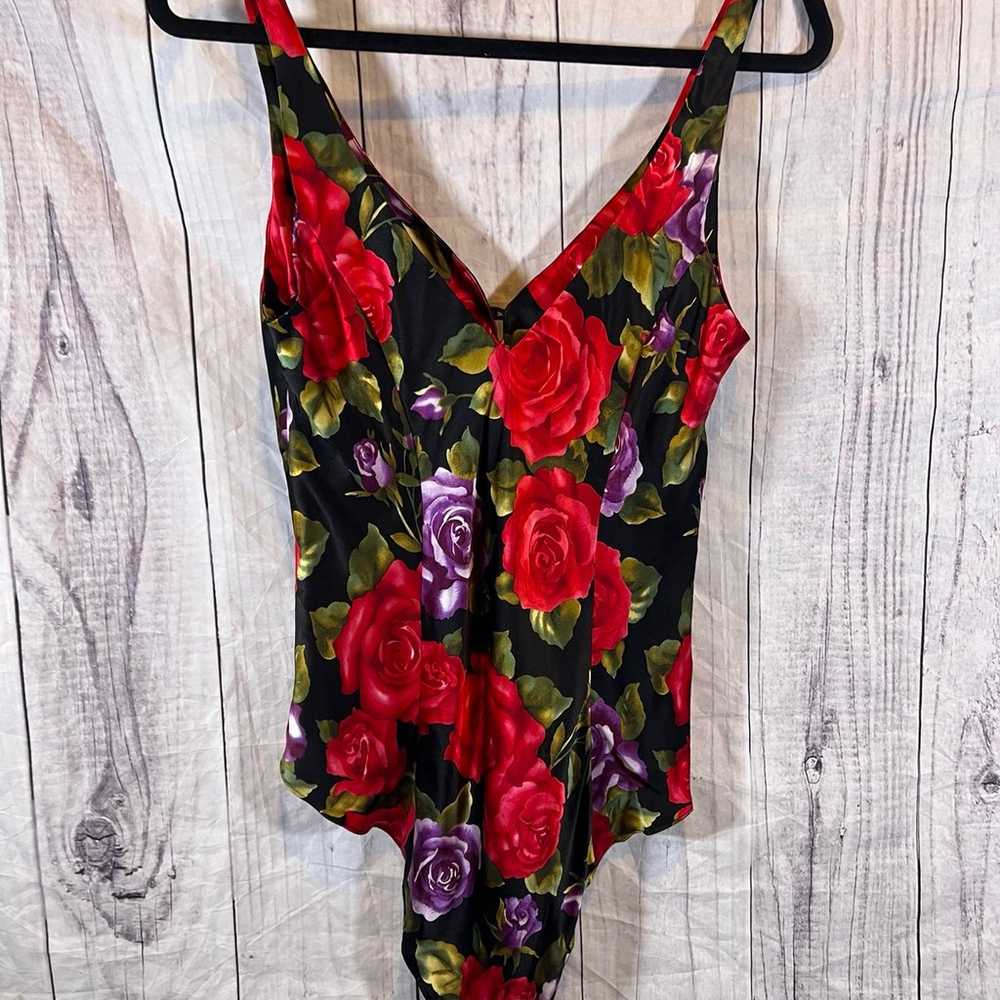 Vintage Victoria Secret Silk Rose Patterned Bodys… - image 6