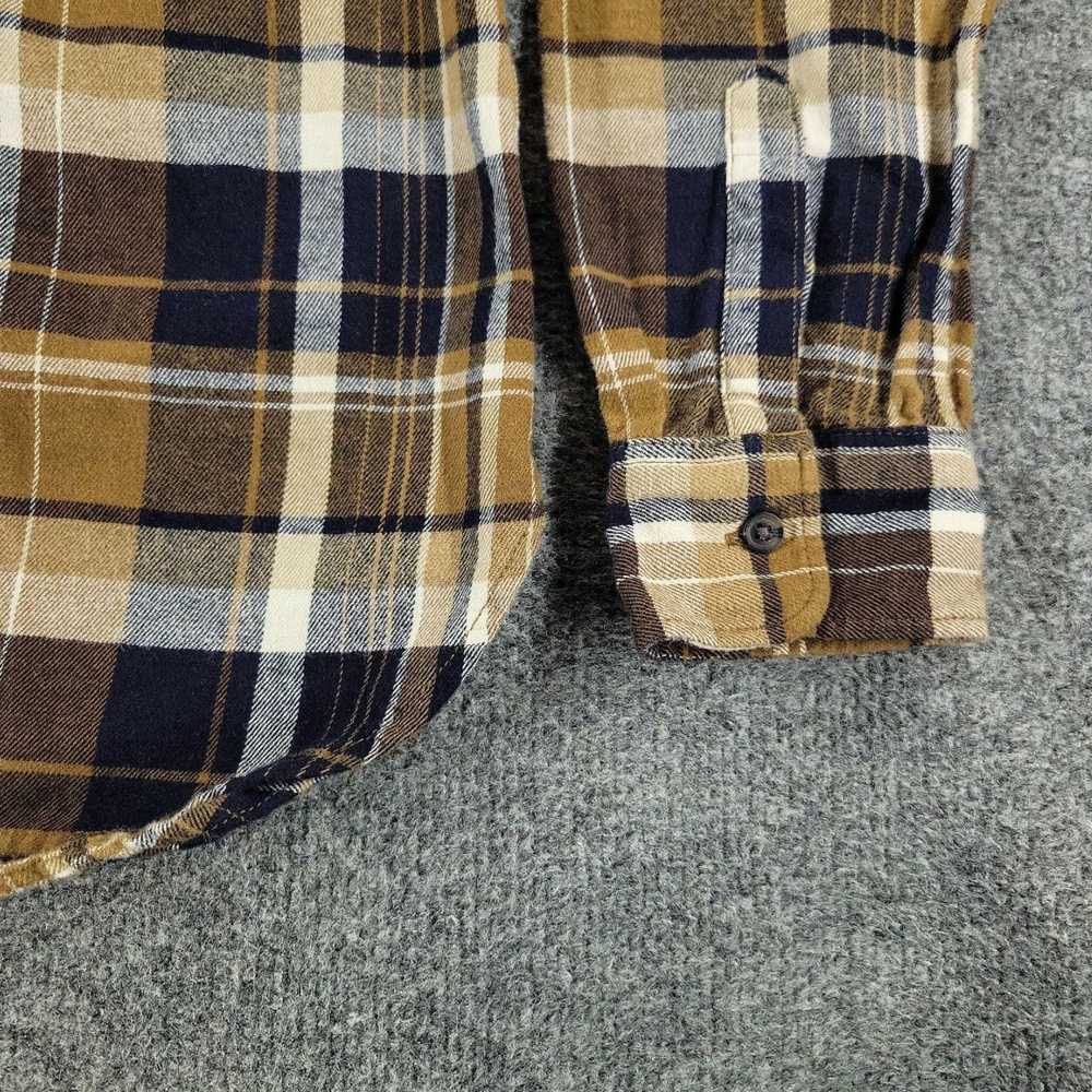 Uniqlo Small Brown Blue Plaid Flannel Long Sleeve… - image 4