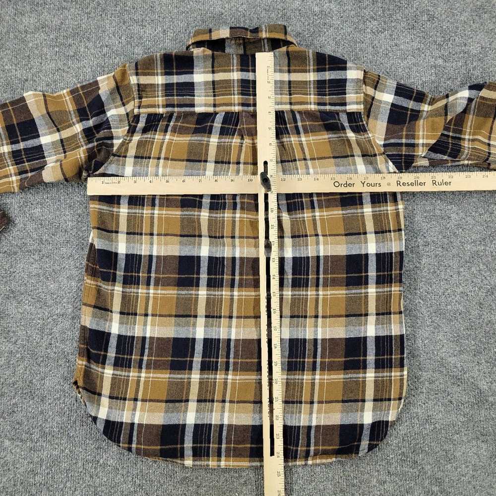 Uniqlo Small Brown Blue Plaid Flannel Long Sleeve… - image 7