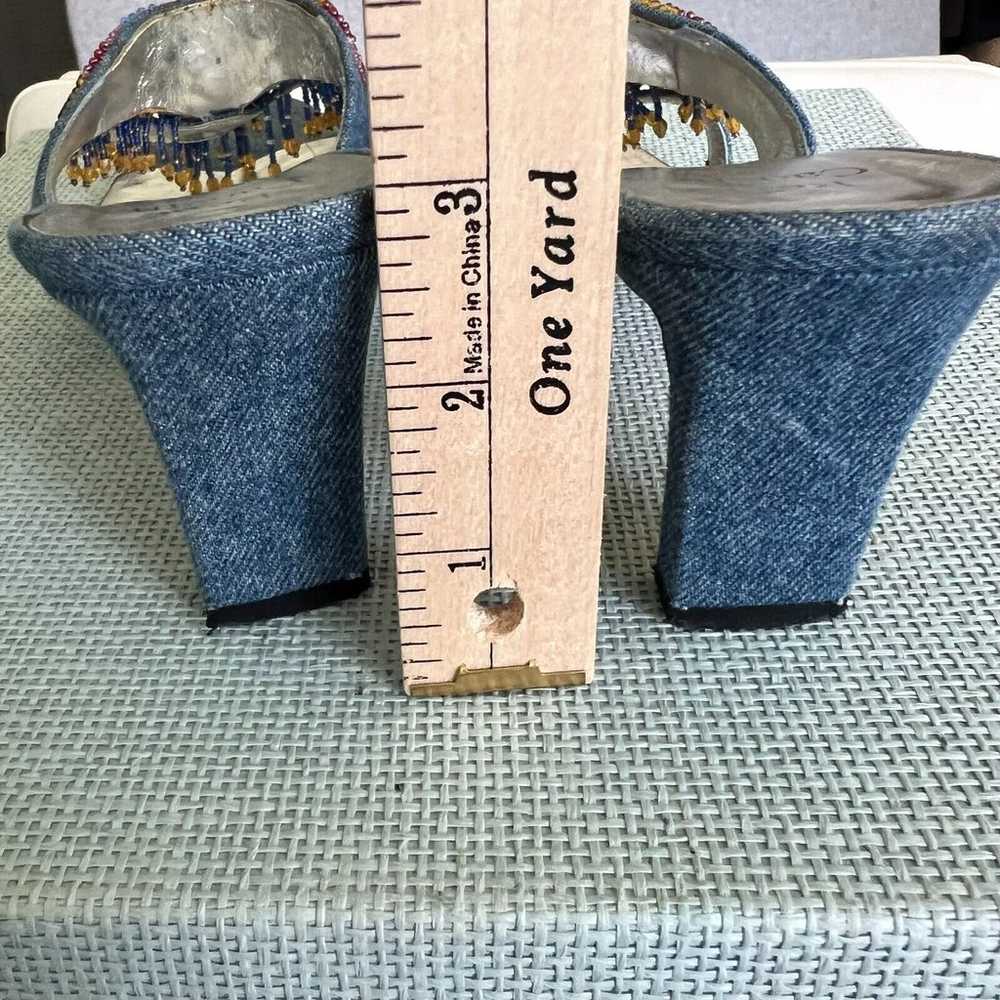 Rene Caovilla Heels Denim Beaded Mules Size 41 Su… - image 4