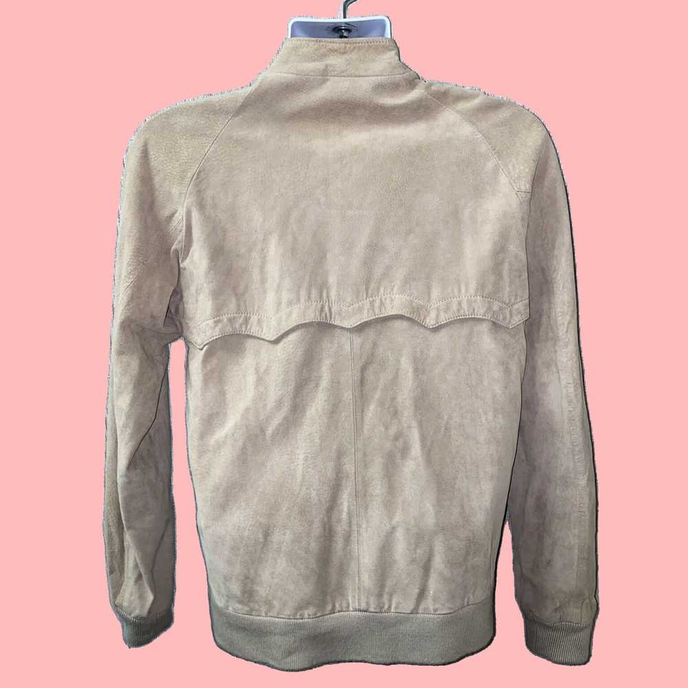 Vintage Beige Leather Suede Mens Full Zip Jacket … - image 5