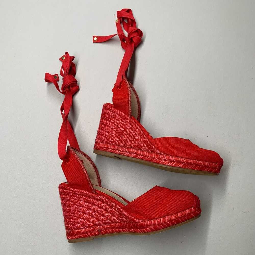 Stuart Weitzman Wedge Heels Women 6 Red Espadrill… - image 1