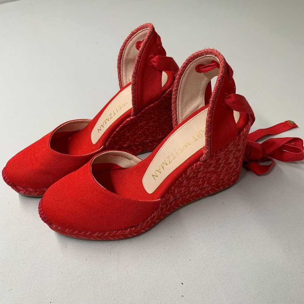 Stuart Weitzman Wedge Heels Women 6 Red Espadrill… - image 3