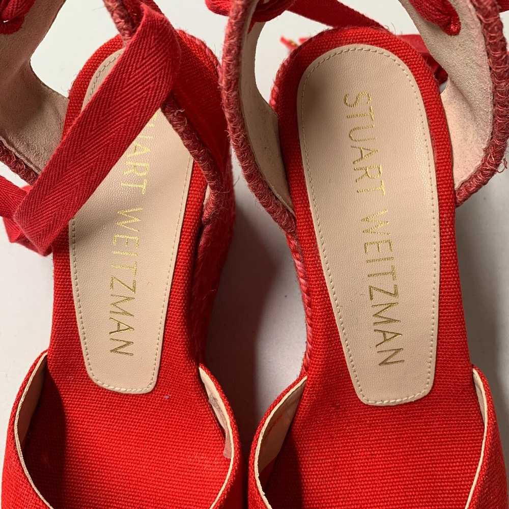 Stuart Weitzman Wedge Heels Women 6 Red Espadrill… - image 6