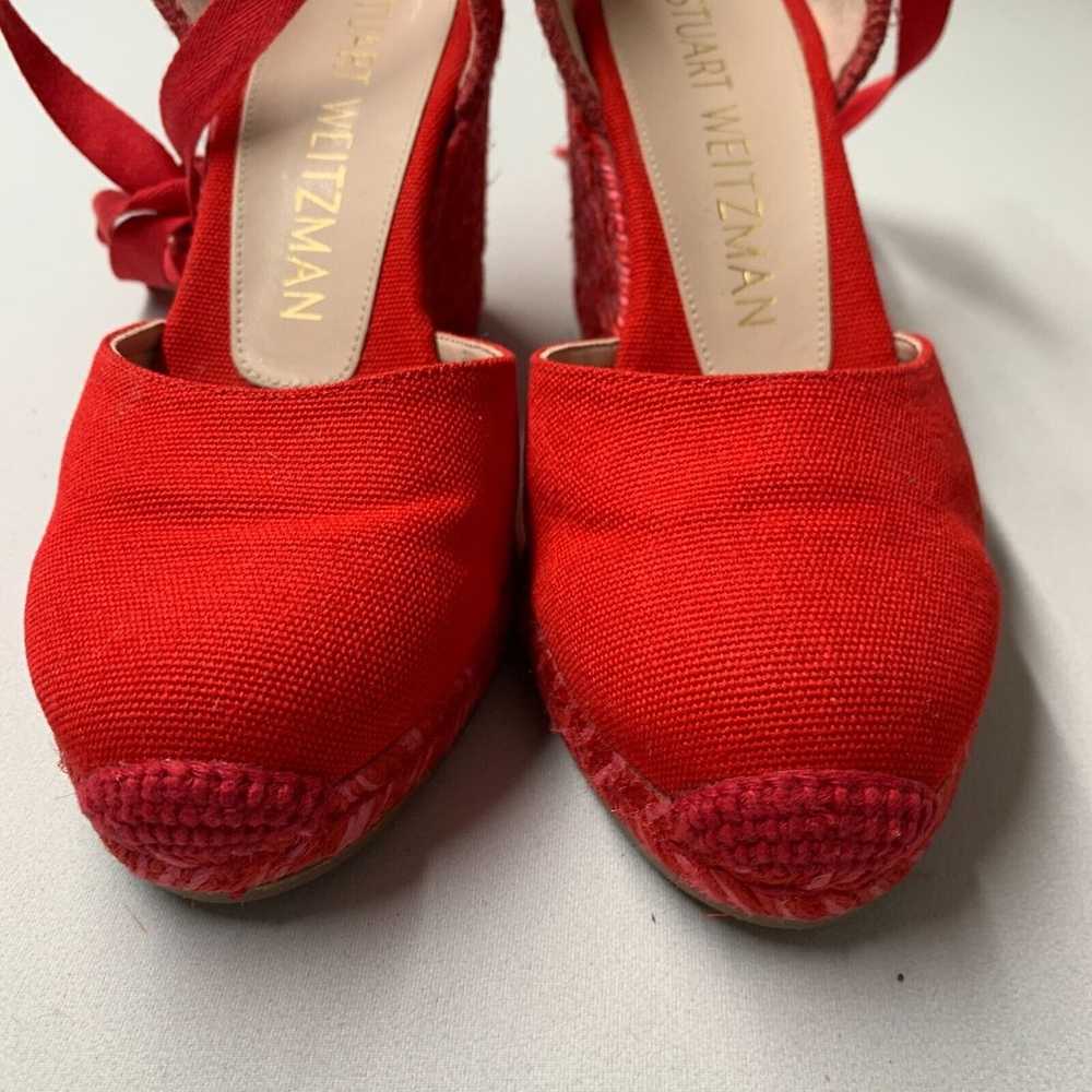 Stuart Weitzman Wedge Heels Women 6 Red Espadrill… - image 9