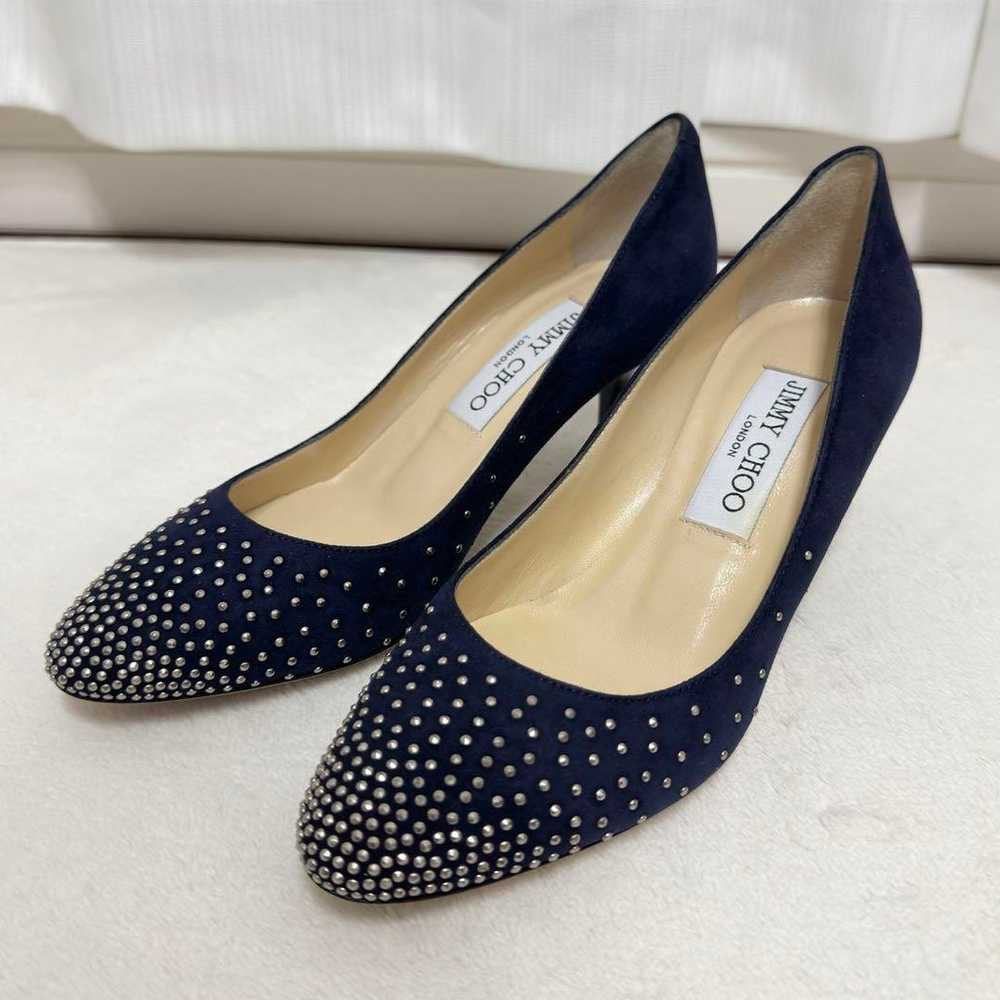 JIMMY CHOO Navy Suede Pumps 34 - image 1